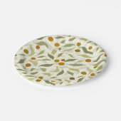 Orangefarbene Berries und Blätter auf Creme - Must Pappteller (Schrägansicht)