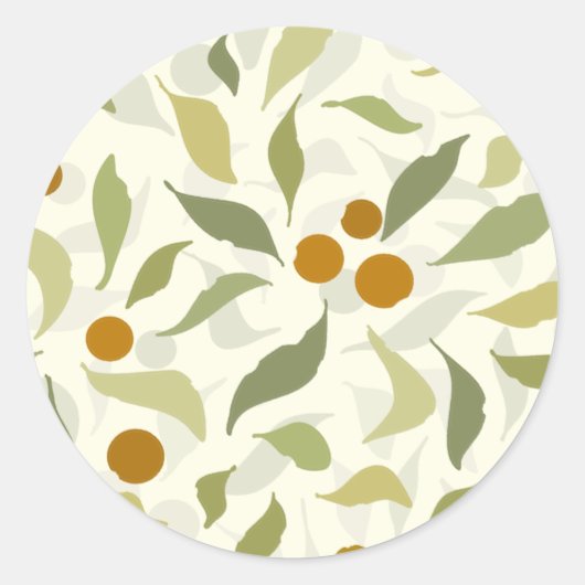 Orangefarbene Berries und Blätter auf Creme - Must Runder Aufkleber (Vorderseite)