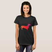 Orangefarbene bis Lila Dackel T-Shirt (Vorne ganz)