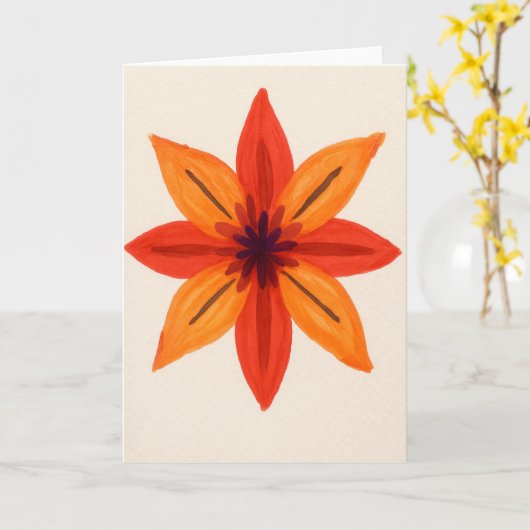 Orangefarbene Blankengrüße Karte (Gelbe Blume)