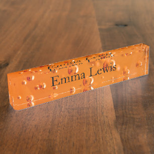 Orangefarbene Blasen Namensplakette