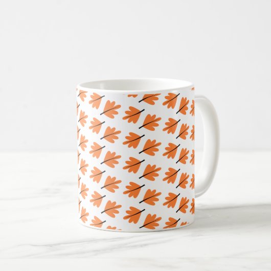 Orangefarbene Blätter, Blumenmuster Herbst, Herbst Kaffeetasse (VorderseiteRechts)