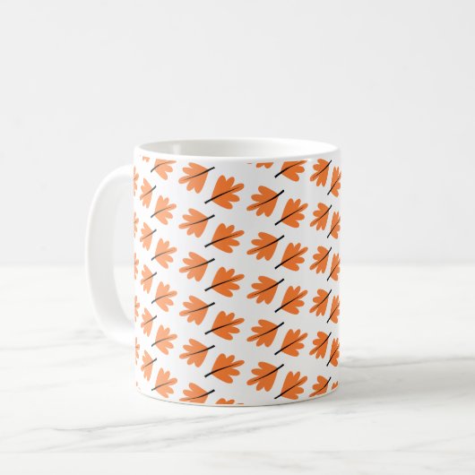 Orangefarbene Blätter, Blumenmuster Herbst, Herbst Kaffeetasse (Vorderseite Links)