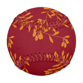 Orangefarbene Blätter der Silhouette auf rot Baseball (Rückseite)
