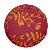 Orangefarbene Blätter der Silhouette auf rot Baseball (Vorderseite Links)