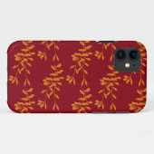 Orangefarbene Blätter der Silhouette auf rot Case-Mate iPhone Hülle (Rückseite (Horizontal))