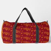 Orangefarbene Blätter der Silhouette auf rot Duffle Bag (Vorderseite)