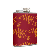 Orangefarbene Blätter der Silhouette auf rot Flachmann (Rechts)