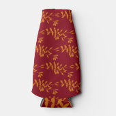 Orangefarbene Blätter der Silhouette auf rot Flaschenkühler (Vorderseite)