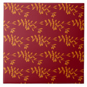 Orangefarbene Blätter der Silhouette auf rot Fliese (Vorderseite)