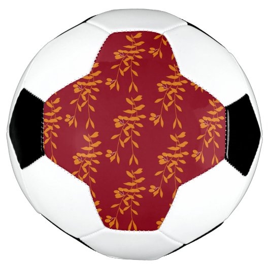 Orangefarbene Blätter der Silhouette auf rot Fußball (Gedreht)