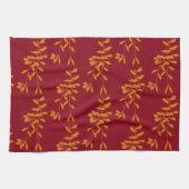 Orangefarbene Blätter der Silhouette auf rot Geschirrtuch (Horizontal)
