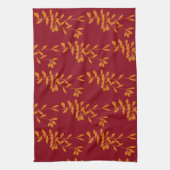 Orangefarbene Blätter der Silhouette auf rot Geschirrtuch (Vertikal)
