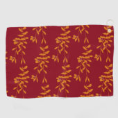 Orangefarbene Blätter der Silhouette auf rot Golfhandtuch (Horizontal)