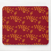 Orangefarbene Blätter der Silhouette auf rot Mousepad (Vorne)