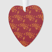 Orangefarbene Blätter der Silhouette auf rot Ornament (Vorderseite)