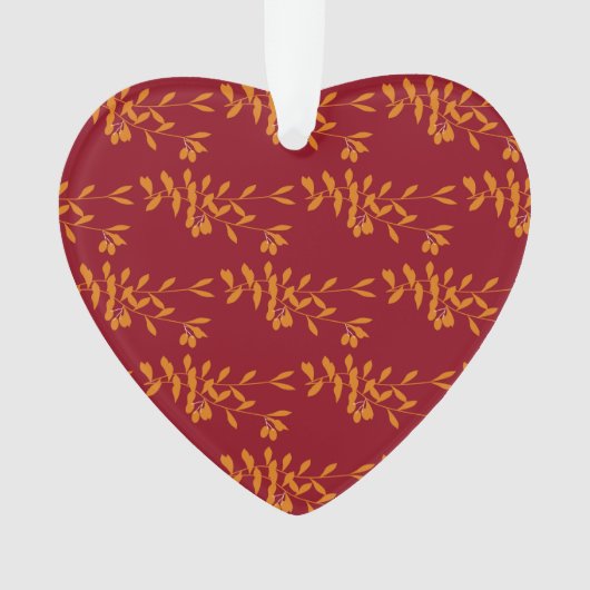 Orangefarbene Blätter der Silhouette auf rot Ornament (Vorderseite)