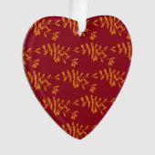Orangefarbene Blätter der Silhouette auf rot Ornament (Vorderseite)