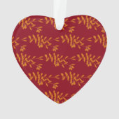 Orangefarbene Blätter der Silhouette auf rot Ornament (Rückseite)