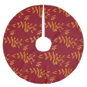 Orangefarbene Blätter der Silhouette auf rot Polyester Weihnachtsbaumdecke (Vorderseite)