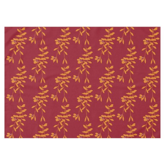Orangefarbene Blätter der Silhouette auf rot Tischdecke (Vorderseite (Horizontal))