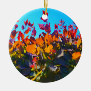 Orangefarbene Blätter im Herbst Keramik Ornament