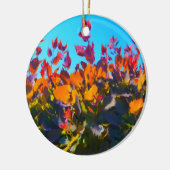 Orangefarbene Blätter im Herbst Keramik Ornament (Links)