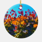 Orangefarbene Blätter im Herbst Keramik Ornament (Hinten)