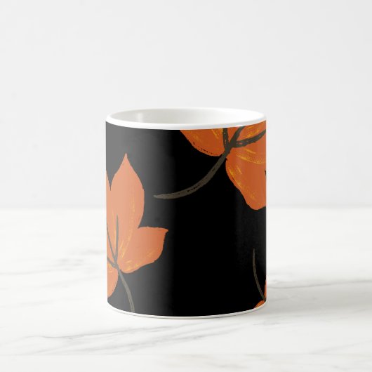 Orangefarbene Blätter im Herbstmuster Kaffeetasse (Mittel)