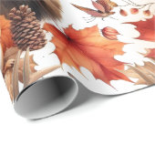 Orangefarbene Blätter und Hirsche im Herbst Geschenkpapier (Rolleneckpunkt)