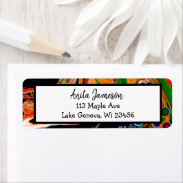 Orangefarbene, blaue, grüne, schwarze, digitale Fl