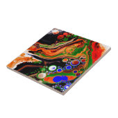 Orangefarbene, blaue, grüne, schwarze, digitale Fl Fliese (Seite)