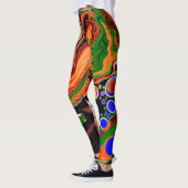 Orangefarbene, blaue, grüne, schwarze, digitale Fl Leggings (Links)
