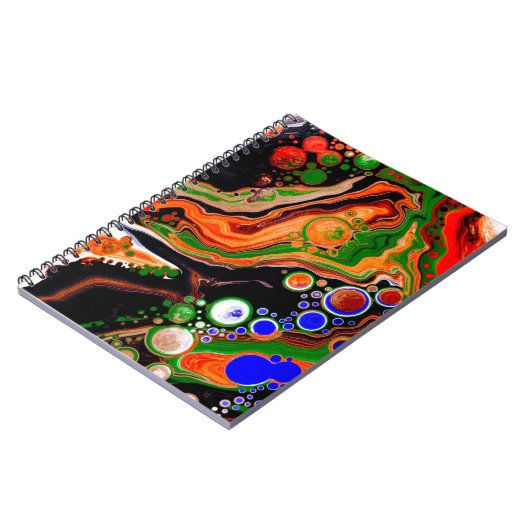 Orangefarbene, blaue, grüne, schwarze, digitale Fl Notizblock (Linke Seite)