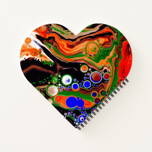 Orangefarbene, blaue, grüne, schwarze, digitale Fl Notizblock (Rückseite)