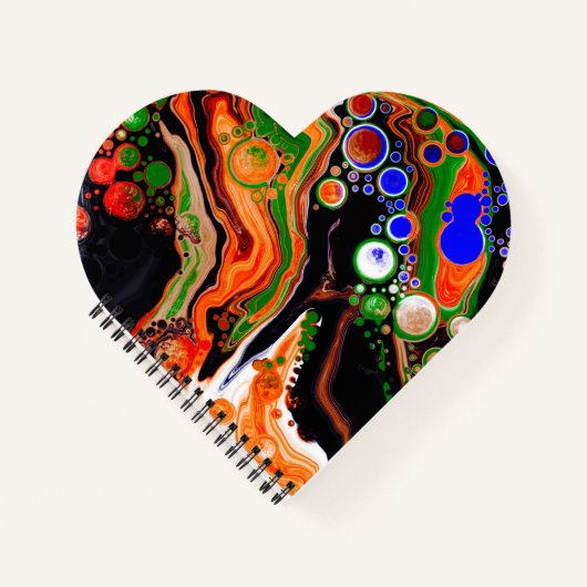 Orangefarbene, blaue, grüne, schwarze, digitale Fl Notizblock (Vorderseite)