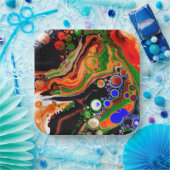 Orangefarbene, blaue, grüne, schwarze, digitale Fl Pappteller (Party)