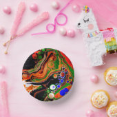 Orangefarbene, blaue, grüne, schwarze, digitale Fl Pappteller (Party)