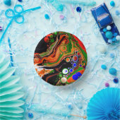 Orangefarbene, blaue, grüne, schwarze, digitale Fl Pappteller (Party)