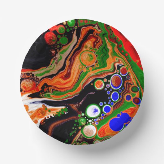 Orangefarbene, blaue, grüne, schwarze, digitale Fl Pappteller (Vorderseite)