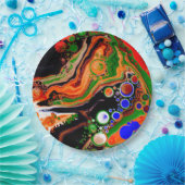 Orangefarbene, blaue, grüne, schwarze, digitale Fl Pappteller (Party)