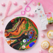 Orangefarbene, blaue, grüne, schwarze, digitale Fl Pappteller (Party)