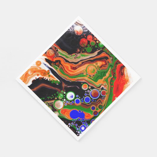 Orangefarbene, blaue, grüne, schwarze, digitale Fl Serviette (Ecke)