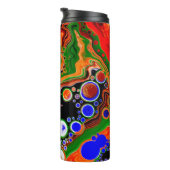 Orangefarbene, blaue, grüne, schwarze, digitale Fl Thermosbecher (Nach rechts gedreht)