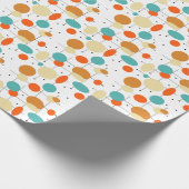 Orangefarbene blaue Kreise und Linien Mitte des Ja Geschenkpapier (Ecke)