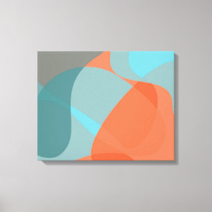 Orangefarbene, blaue, moderne, trendige und Bio Fo Leinwanddruck