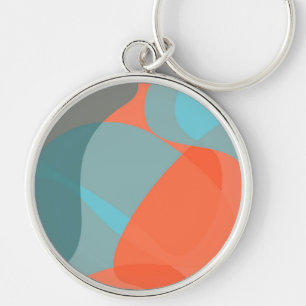 Orangefarbene, blaue, moderne, trendige und Bio Fo Schlüsselanhänger