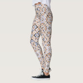 Orangefarbene/blaue Multi-Pattern Frauen Leggings (Links)