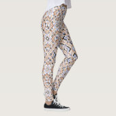Orangefarbene/blaue Multi-Pattern Frauen Leggings (Rechts)