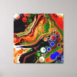 Orangefarbene, blaue, schwarze, digitale Fluid-Kun Leinwanddruck